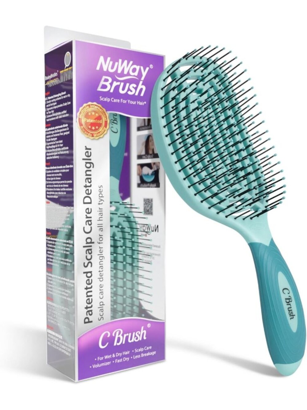 Gentle Detangling Hair Brush for Wet & Dry Hair - Scalp Massage & Healthy Shine